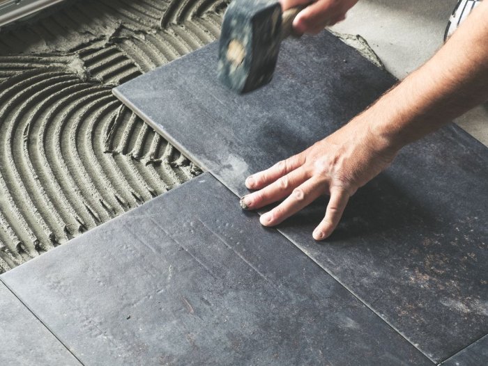 Tile floor installation