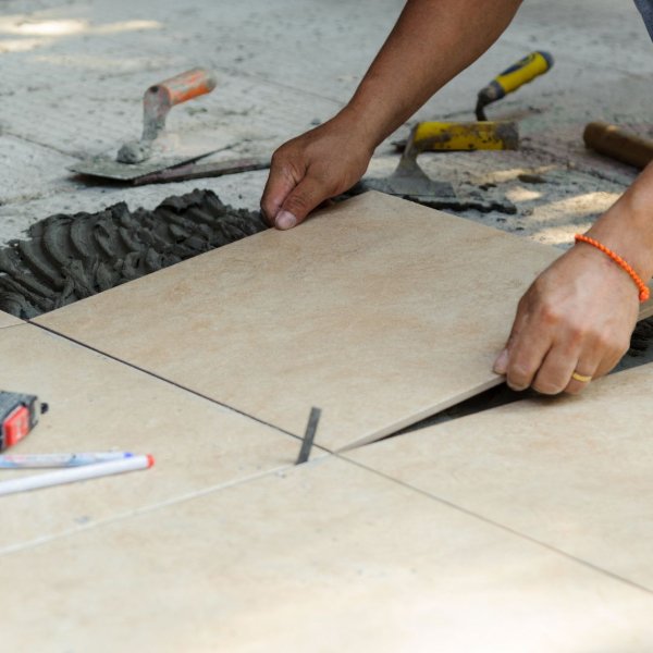 Installing ceramic tile flooring